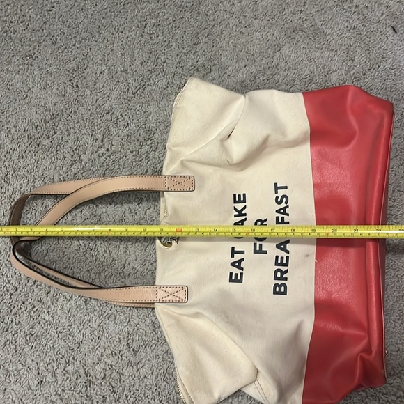 Vintage Kate Spade Eat Cake For Breakfast Canvas and Leather Tote - Picture 3 of 5